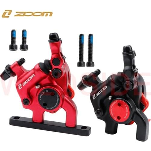 ZOOM Bicycle Mechanical Line Pulling Hydraulic Disc Brakes Set Flat Mount Calipers Anodized Clamp Bike disc brake Bike Parts