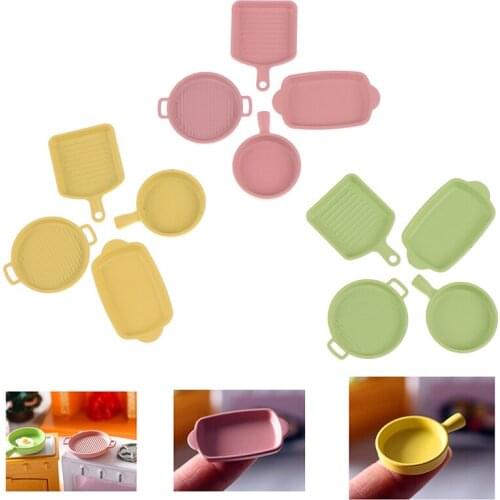 1Pcs/4pcs 1/12 Scale Cute Miniature Dollhouse Dish Plate Pretend Play Kitchen Toy Set Accessories