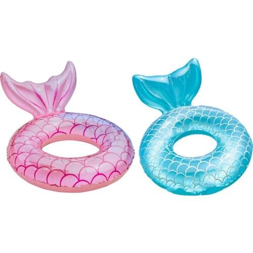 110# Blue Pink Mermaid Backrest Inflatable Swimming Ring Adult Swimming Laps Floating Ring Swimming Pool Beach Party Toy