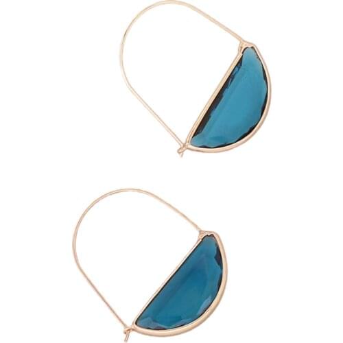 2pcs Transparent Glass Earrings Multicolor Trendy Geometric Lock Earrings Minimalist Jewelry Gifts for Women TT@88