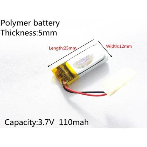 3.7V,110mAH,501225 PLIB; polymer lithium ion / Li-ion battery for GPS,mp3,mp4,mp5,dvd,,model toy
