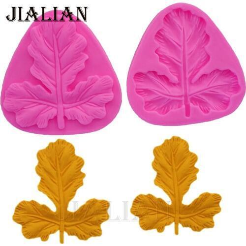 3D leaves Clover clamping molds cooking tools cake decoration Silicone Mould baking Fondant decorating mold T0812