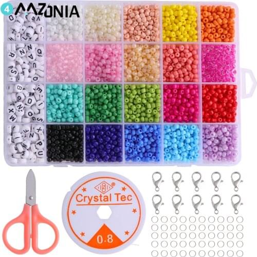 4mm 24 Grid Boxed Color Letter Beads Glass Rice Beads DIY Handmade Necklace Beaded Jewelry Accessories Mixed Set
