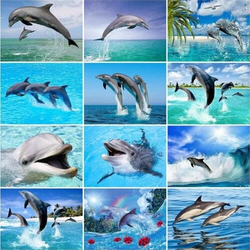 5D DIY Diamond Painting Animal Full Square Drill Home Decoration Mosaic Dolphin Embroidery Cross Stitch Diamond Art