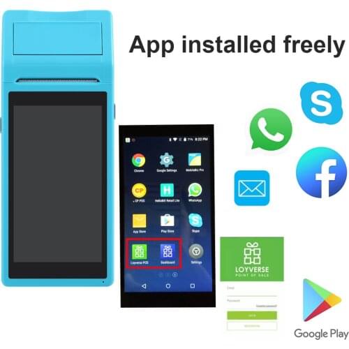 Android 8.0 POS PDA terminal handheld machine thermal receipt printer with Google play store for Brazil betting sites