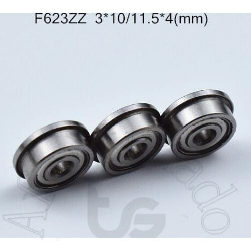 F623ZZ 3*10&11.5*4(mm) 10pieces F623 Flange bearing metal sealed free shipping ABEC-5 chrome steel bearings