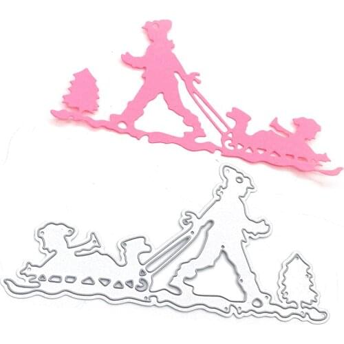 Julyarts Human Sled Background Dies Natal Diy Scrapbooking Photo Album Decorative Embossing PaperCard Crafts Die