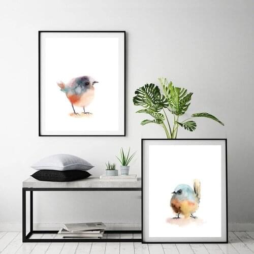 Nursery Poster Watercolour Canvas Painting Set Of Birds Wall Art Print Modern Picture For Living Room On The Wall Home Decor