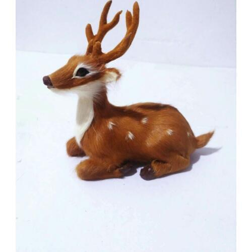Simulation deer about 13x5x11cm prone deer furs model toy ornament home decoration gift h1452