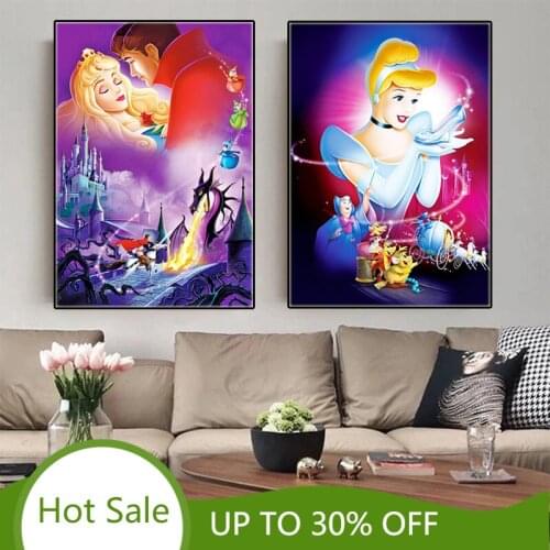 Canvas Painting Disney Cartoon Classic Movie Snow White Cinderella Princess Anime Poster Wall Art Picture Kid Room Home Decor