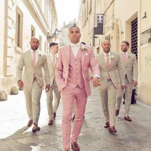 2021 Costume Pink Men Wedding Suits Mens Suits Groom Tuxedos Slim Fit Terno Masculino Costume Homme Blazer For Men 3 Pieces