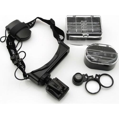 10pcs 8 Lens 1X-20X High Definition Head Mounted Magnifying Glasses LED Headlam Headband Read Jewel Watch Repair Loupe Magnifier
