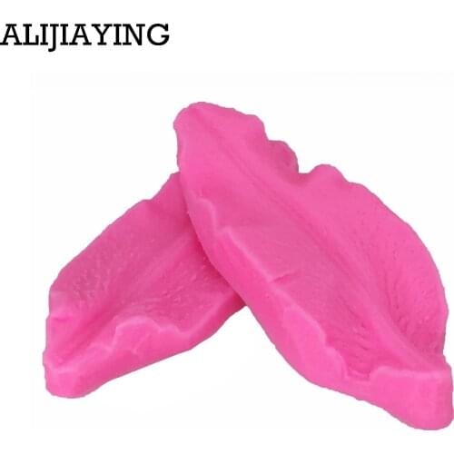 M1014 2pcs/set Lily Flower Leaf Embosser Printing Wedding Decoration Silicone Mold Baking Fondant Sugar Process Kitchen Baking
