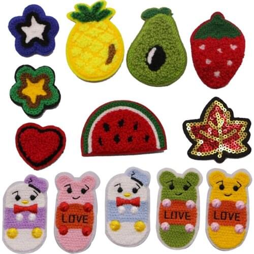 2 PCS Cute Cartoon Animal Fruit Spinach Watermelon Strawberry Rabbit Panda Snowman Towel Patch Baby Clothes Backpack Decoration