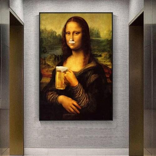 Nordic Style Minimalism Mona Lisa Poster Wall Art Canvas Prints Beer Painting Modular Pictures Living Room Modern Home Decor