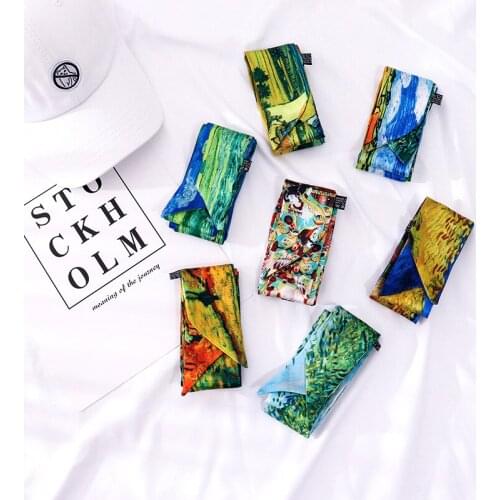 New Skinny Small Silk Scarf Women Summer Fashion Hairband Spring Autumn Shirt Scarf Tie Design Bag Handle Ribbon Womens Bandana