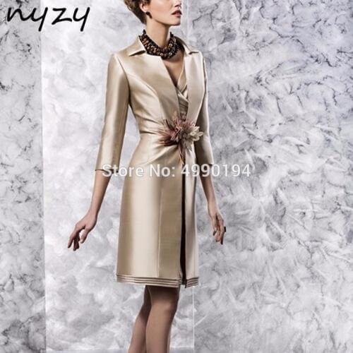 NYZY M107 Champagne Mother of the Bride Jacket Dresses Formal Dress for Wedding Party Guest Mother Dresses Suits Outfits 2019