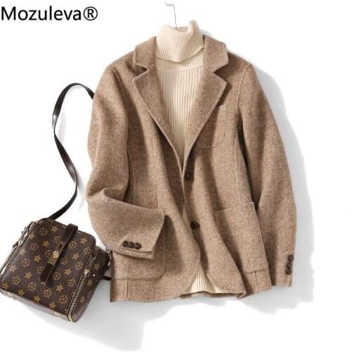 Mozuleva High Quality Double Sided Wool Coat Women Autumn Winter Japanese Style Loose Long Woolen Coat Hand-Stitched Outwear