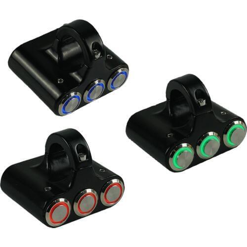 Motorcycle Switch 7/8" 22mm Handlebar Mount Switches Headlight Hazard Brake Fog Light ON/OFF Button Aluminum With Indicator LED