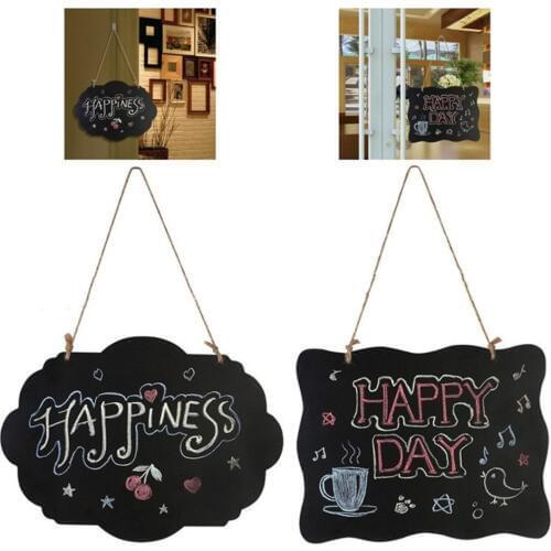 Hanging Wooden Blackboard Double Sided Erasable Chalkboard Wordpad Message Black Board Office School Supplies