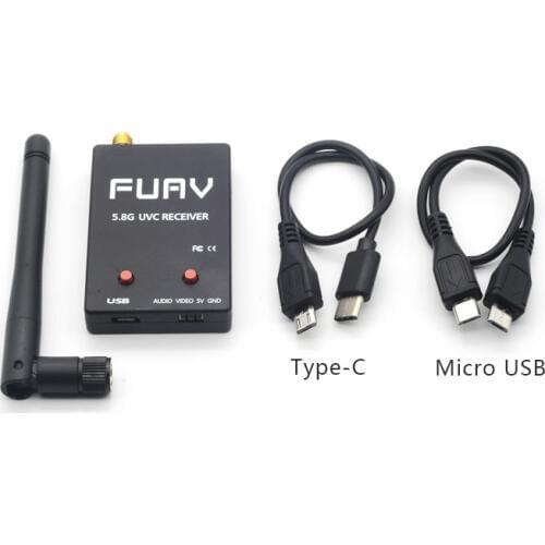 FUAV 5.8G FPV OTG USV Video Capture Receiver with Type-c OTG Dataline for Android Phone Tablet RC Multirotor Fpv Racing Drone