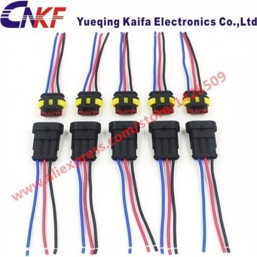 5 Sets Tyco/Amp 3 Way Female Male Electrical Connectors Waterproof Auto Plug With Automobile Wire Harness 282087-1 282105-1