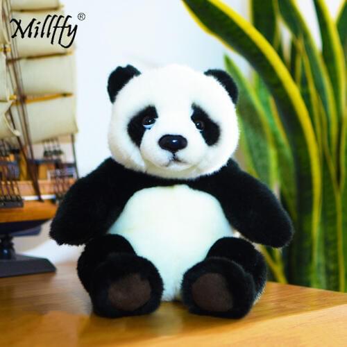 21cm Realistic Plush Panda Bear Soft Toys Plushie Lifelike Panda Doll Peluche Mascot for Kids