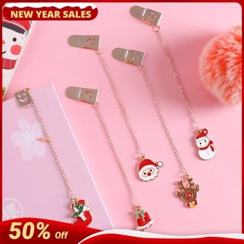 Christmas Pendant bookmark Korean Cute Creative Fashion Student metal Clip-Page Bookmark for Kids School / Office Christmas Gift