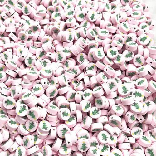 30pcs/lot 10mm Christmas Pattern Beads Polymer Clay Spacer Loose Beads for Jewelry Making DIY Hand Chain Necklace Accessories #F