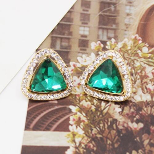 Fashion Brand Vintage Geometric Triangle Crystal Clip Earrings For Women Trendy Classic Rhinestone Earring Wedding Jewelry