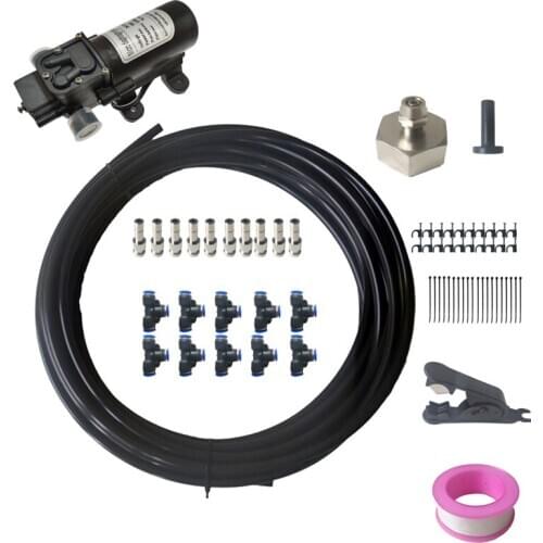 Mist Cooling System Good Quality 6M - 18M 12V Diaphragm Pump Sprayer Watering Kits Slip Lock 6mm Fog Nozzles Gardening Spray