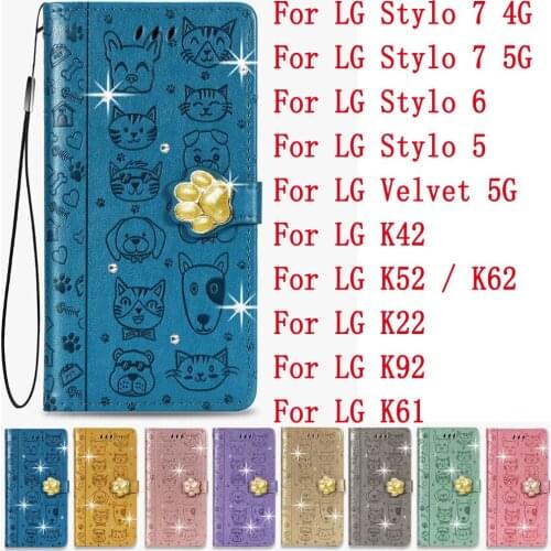 Sunjolly Leather Case Flip Card Wallet Stand Cover coque For LG Stylo 7 4G 5G 6 5 Velvet K42 K52 K62 K22 K92 K61