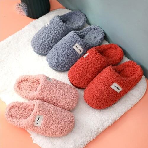 Autumn Winter Sheep Plush Women Men Slippers Bottom Soft insole Home Shoes Slippers Indoor Non-Slip Slide Comfortable Footwear