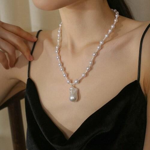Vintage Baroque Irregular Pearl Chain Necklace 2021 Female Jewelry Special Shaped Baroque Necklace