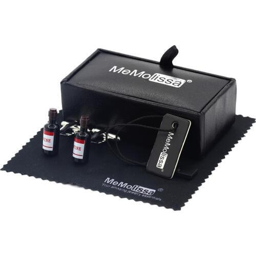 MeMolissa Display Box Cufflinks Classic Wine Bottle Cufflinks Top Quality Mens Shirt Cufflinks Abotoadura Free Tag & Wipe Cloth