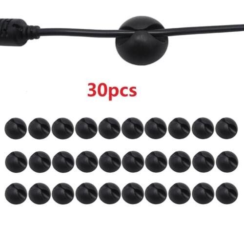 30Pcs Multipurpose Car Desk Desktop Wall Round USB Wire Cord Cable Holder Clip Organizer Retainer Clamps Collation Management