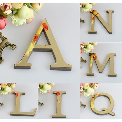 15CM 3D Mirror Sticker 26 Letters DIY Wall Stickers For Logo Name Alphabet Wedding Love Letters English Wall Home Decor #YY