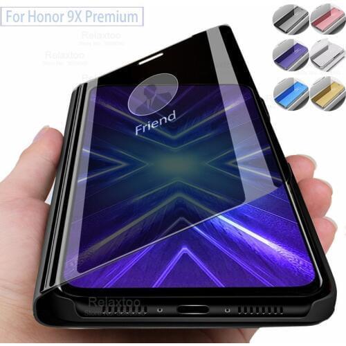 Honor 9X case mirror flip cover cases for huawei honor 9X Premium stand case for xonor honor 9 x x9 honor9x coque capas STK-LX1