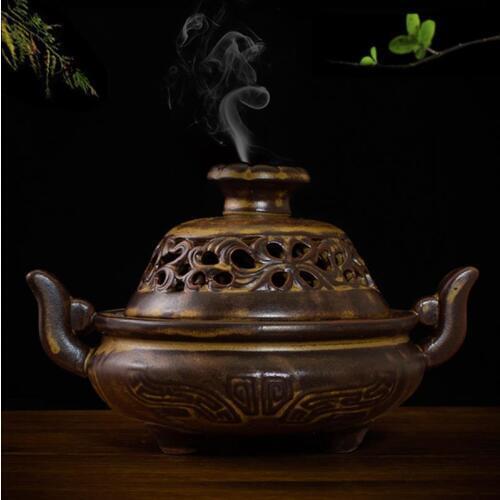 Grain ceramic tripod incense burner censer antique incense perfumed incense burners aromatherapy incense coil furnace furnace