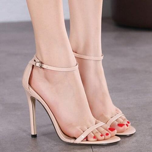 Women Shoes Summer Buckle sandals women PU Buckle Strap Thin belt Thin Heels 11CM sandalias mujer 2019