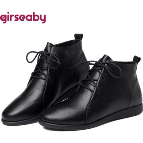 Girseaby Fashion Womens Chelsea Boots Ankle Shoes Luxury Brand Leather Women Boots Dress Shoes Party Wedding Casual Flats Cool