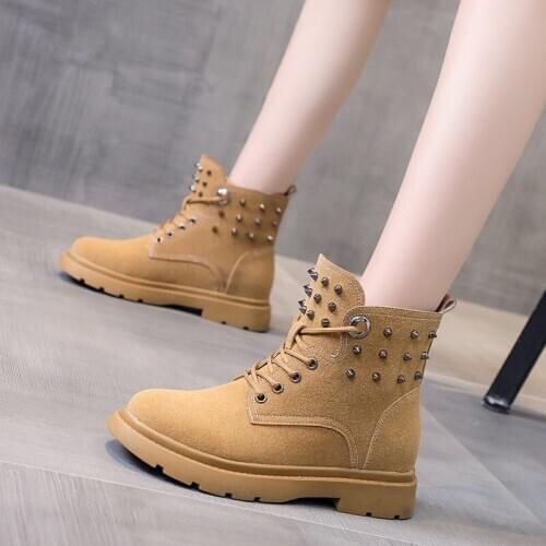 2020 new Autumn Winter Shoes Women Thick bottom Single boot Heel Fashion Round head Womens Boots Woman Size 36-42 Ankle Botas