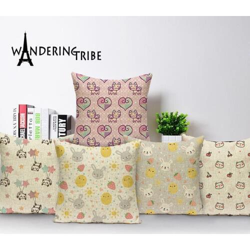 Animal Bunny Throw Pillow Covers Elephant Decorative Pillow Cases Quality Sofa Cushions Custom Decor Bed Cushion Cover 45X45Cm