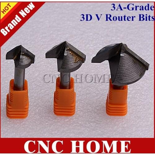 1pc 3A-Grade Carbide 90 degree chamfering milling cutter tungsten steel wood woodworking router bits mdf 3d cnc engraving tools