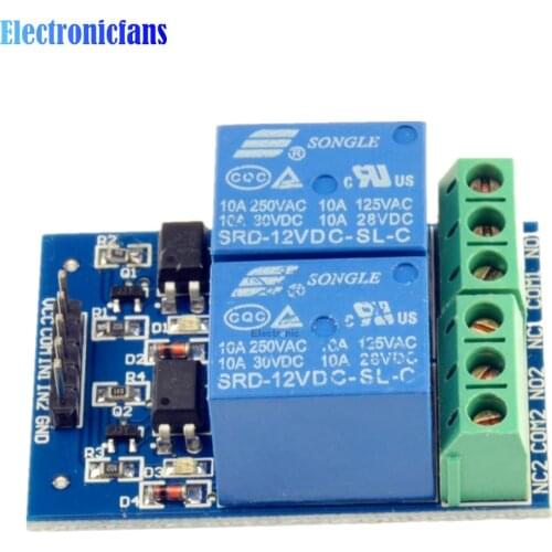 12V 10A/250V AC 10A/30V DC Optocoupler Relay Module 2 Channel Optical Isolation Expansion Board Relay for Arduino