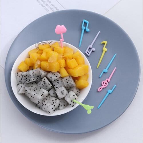 18pcs Creative Musical Note Shape Fruit Fork Toothpick Mini Children Dessert Food Fruit Bento Decoration Fork Party Favors