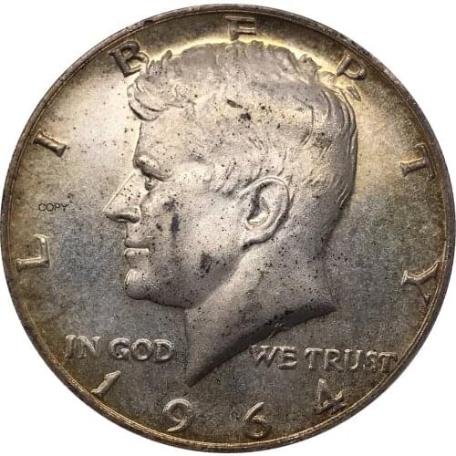 1964 D United States Coin America 1/2 Dollar Kennedy Half Dollar USA Cupronickel Silver Plated Souvenir Collectible Metal Coins