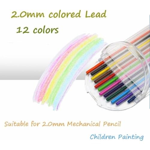 2.0mm Colored/Black Erasable Mechanical Pencil Lead Refill Automatic Pencil Refill Lead School Exam Sketch Children Painting
