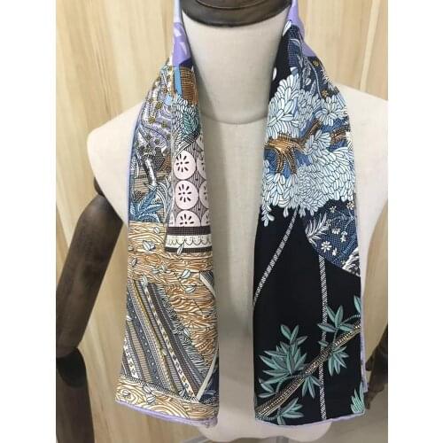 2020 new arrival winter autumn classic pattern 100% pure silk scarf twill hand made roll 90*90 cm shawl wrap for women lady