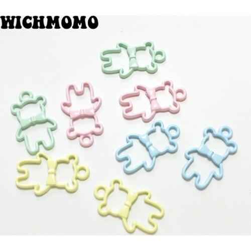 2021 New 10pieces 25*15MM Zinc Alloy Plating Multicolor Bear Charms Animal Pendants for DIY Earrings Bracelet Necklaces Jewelry